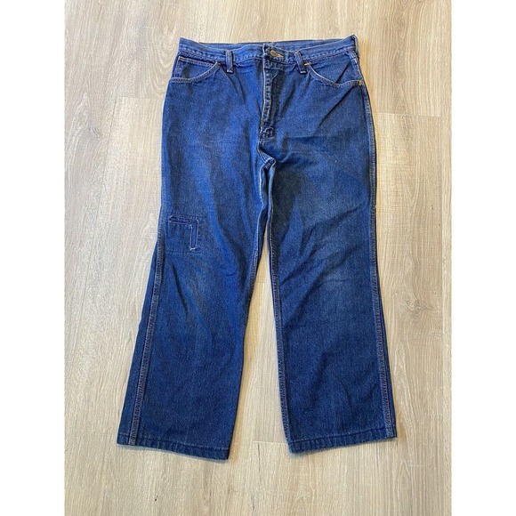 Vintage Wrangler Western Jeans Gold Embroidered Sz 34x26 Unisex Adult 80s Aztec - Picture 4 of 9